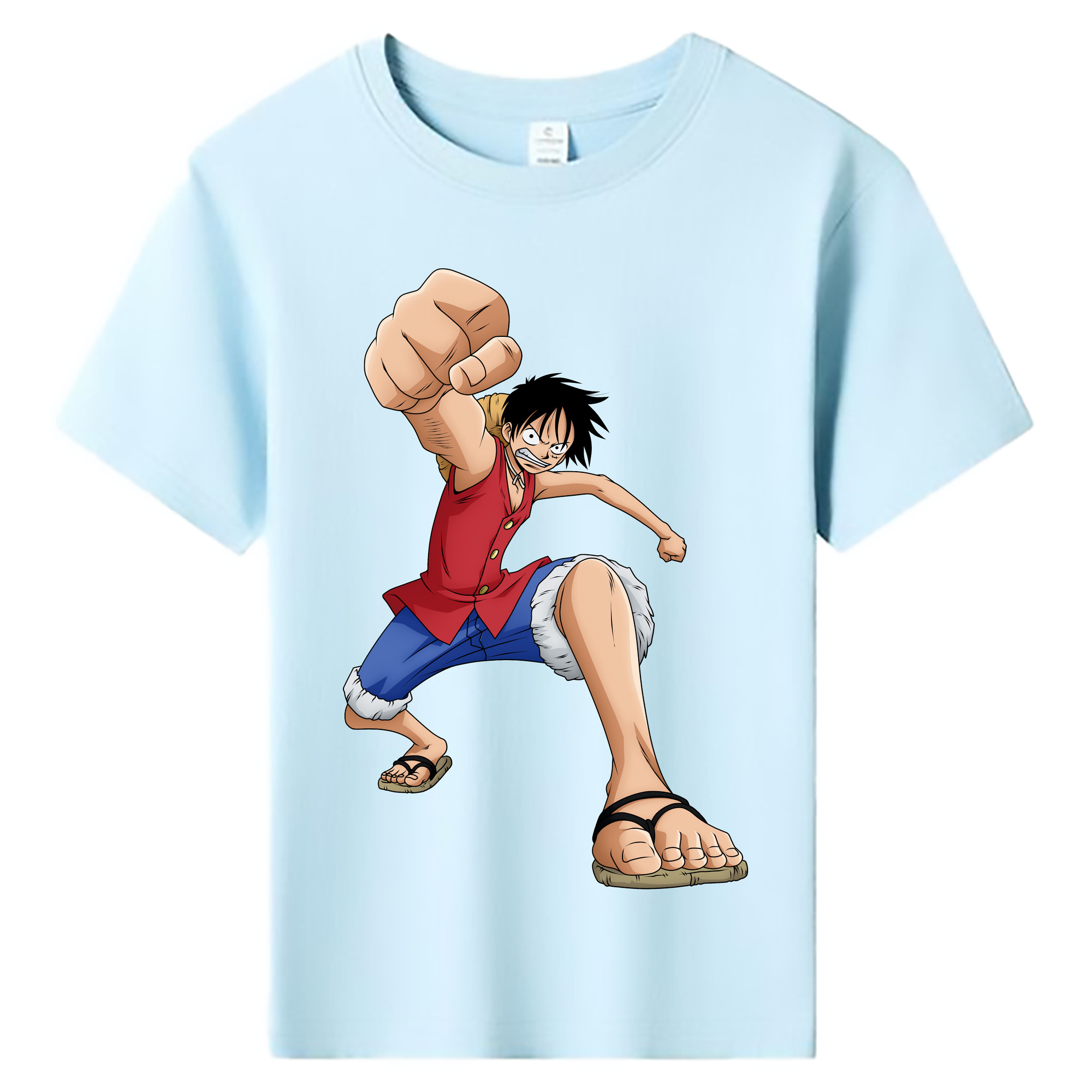 ワンピース モンキー・D・ルフィ ONE PIECE Monkey D. Luffy 綿100％キッズTシャツ（フロントプリント）